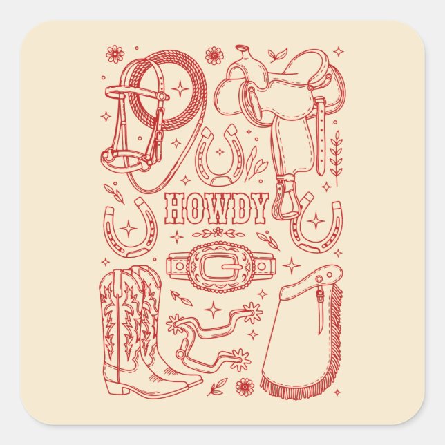 Texas Cowboy Pack Quadratischer Aufkleber (Vorderseite)