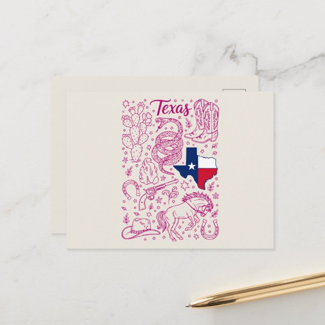 Texas Cowboy Pack Western Stimmung Postkarte (Vorderseite/Rückseite Beispiel)