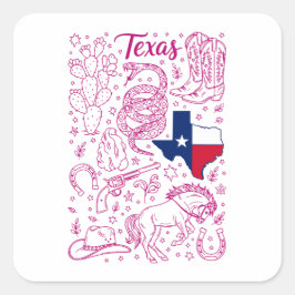 Texas Cowboy Pack Western Stimmung Quadratischer Aufkleber