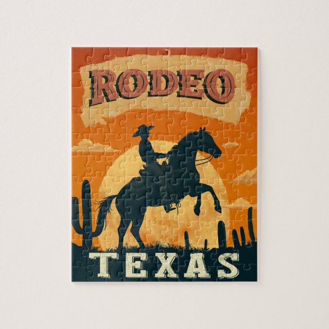 Texas Cowboy Rodeo Vintag Puzzle (Vertikal)