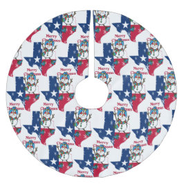 Texas-Cowboy-Schneemann-frohe Weihnachten Sie Polyester Weihnachtsbaumdecke