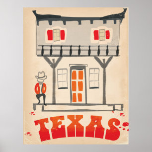 Texas Cowboy Vintage Style Reiseposter Poster