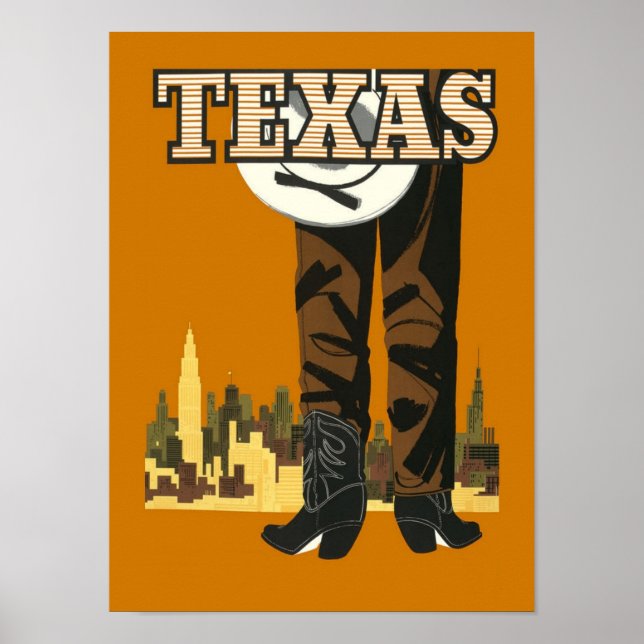 Texas Cowboy Vintage Travel Poster (Vorne)
