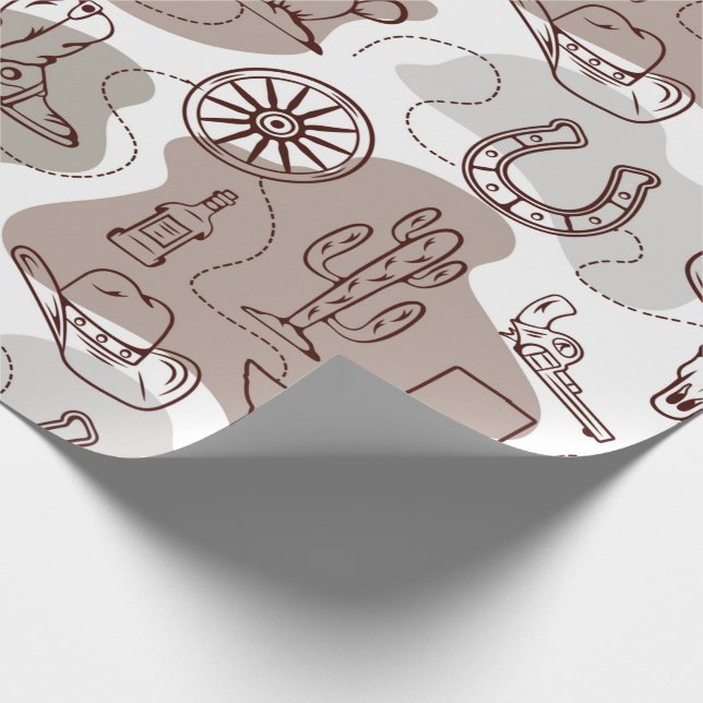 Texas Cowboy Western Doodle Geschenkpapier (Ecke)
