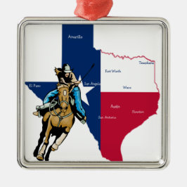Texas Cowgirl Silbernes Ornament
