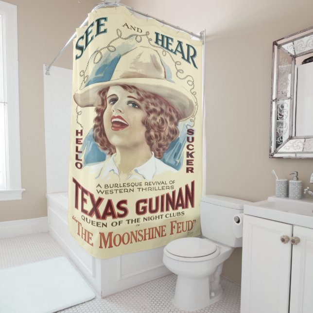 Texas Cowgirl Singer Poster Print Duschvorhang (Beispiel)