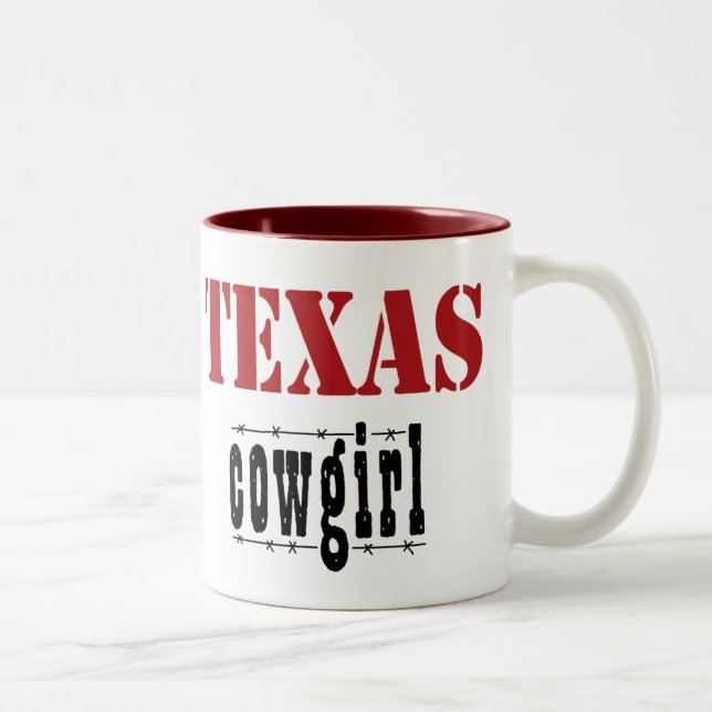 Texas-Cowgirl-Tasse Zweifarbige Tasse (Rechts)