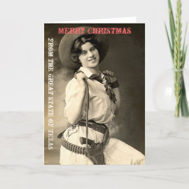 Texas Cowgirl Weihnachtsgrüße Feiertagskarte