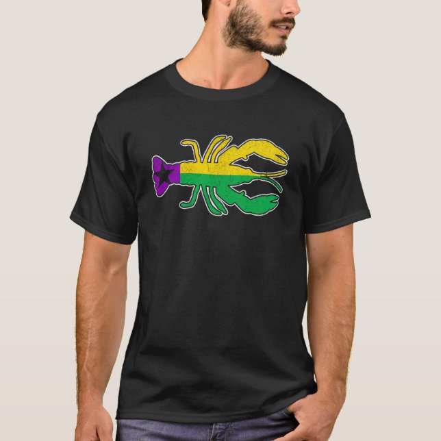 Texas Crawfish Flag Mardi Gras Männer Frauen Kinde T-Shirt (Vorderseite)