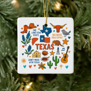Texas Custom Family Trip Weihnachten Keramikornament