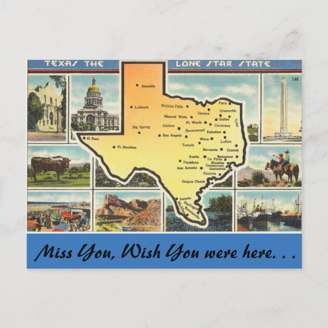 Texas, der einstündige Staat Postkarte (Vorderseite)