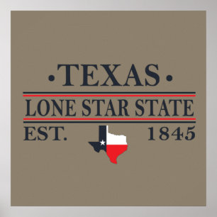 texas der lone star state kontur poster
