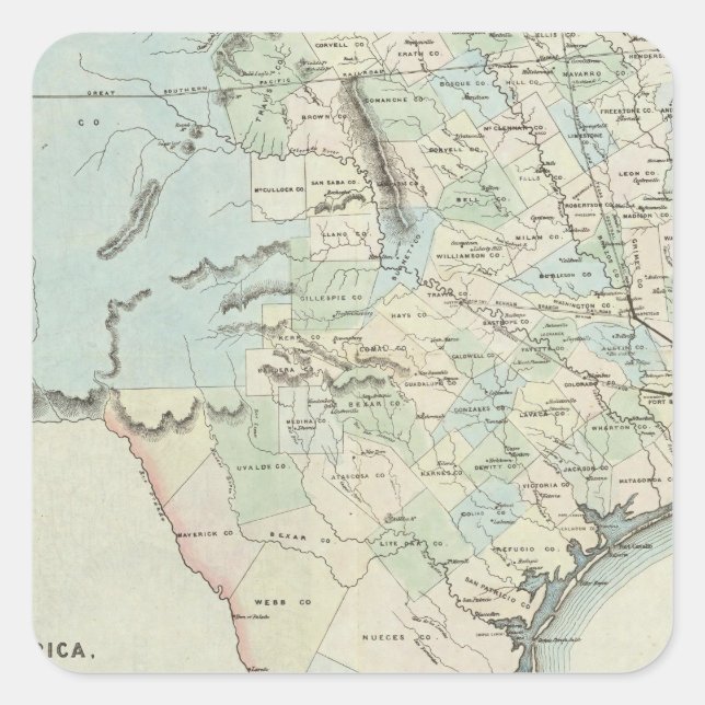 Texas der USA Quadratischer Aufkleber (Vorderseite)