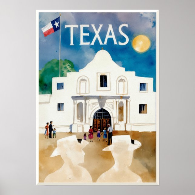 Texas, die Alamo, Reiseposter Poster (Vorne)