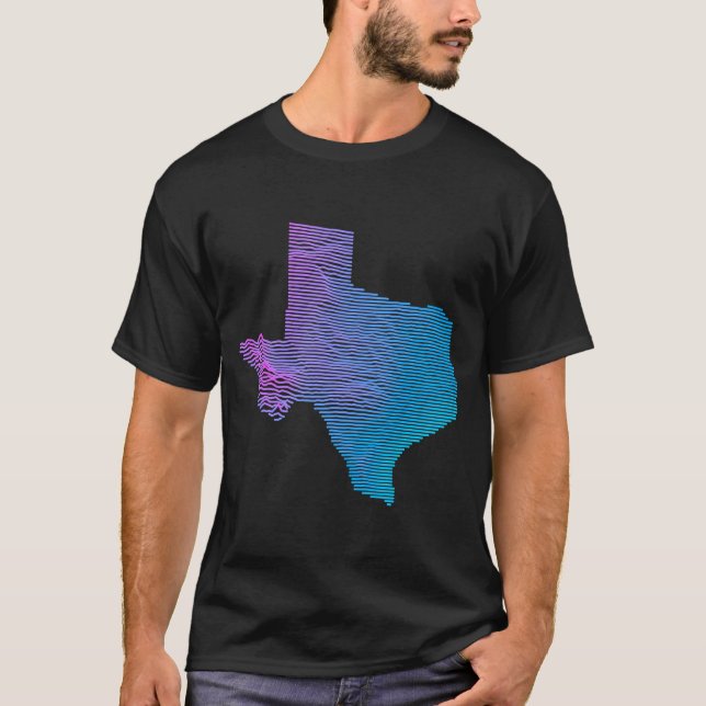 Texas Division Elevation Map of Texas Topography T-Shirt (Vorderseite)