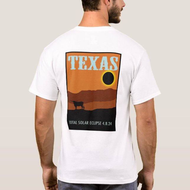 Texas Eclipse Travel Poster auf zwei Seiten T-Shirt (Rückseite)