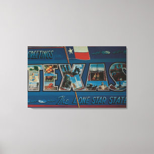 Texas (einstündige Flagge)Große Buchstabenszenen Leinwanddruck