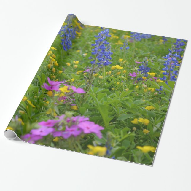 Texas-Feld der wilden Blumen und der Bluebonnets. Geschenkpapier (Ungerollt)