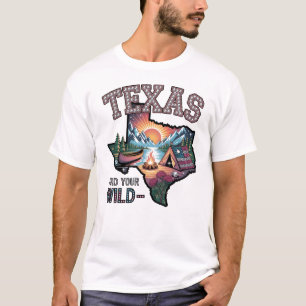 Texas Find Your Wild Vintage Outdoor-Abenteuer-Kun T-Shirt