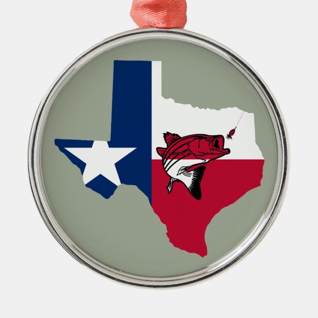 Texas Fishing Silbernes Ornament (Vorne)