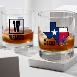 Texas Flag & Blume Bluebonnet mit Individuelle Nam Whiskyglas