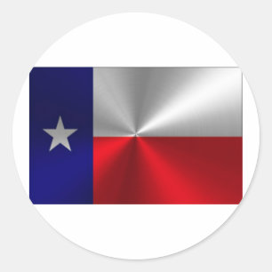 Texas Flag Brushed Metal Runder Aufkleber