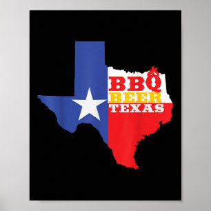 Texas Flag Karte Summer Barbecue Funny Beer Grille Poster