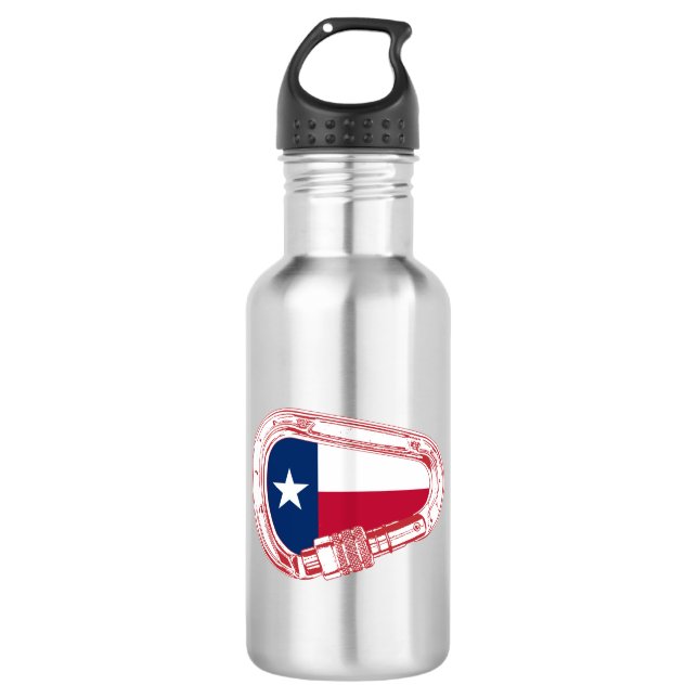 Texas Flag Kletterer Carabiner Edelstahlflasche (Vorderseite)