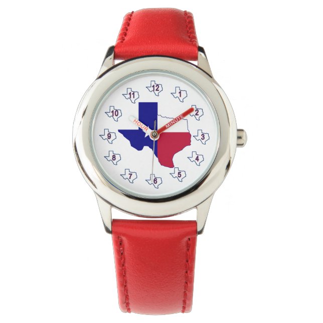 Texas Flag Map Armbanduhr (Vorderseite)