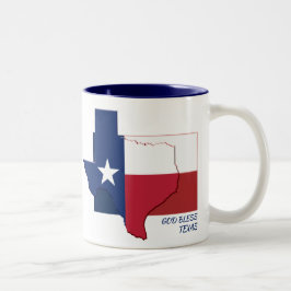 TEXAS FLAG MAP Gott segne angepasste Schrift Zweifarbige Tasse
