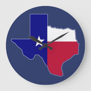 Texas Flag Map Große Wanduhr