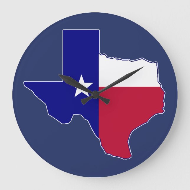 Texas Flag Map Große Wanduhr (Vorderseite)