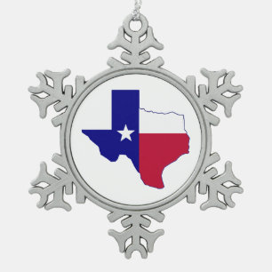 Texas Flag Map Schneeflocken Zinn-Ornament