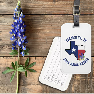 Texas-Flag mit Staat Blume Bluebonnet Custom Gepäckanhänger