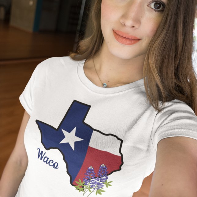 Texas-Flag mit Staat Blume Bluebonnet Custom T-Shirt (Von Creator hochgeladen)