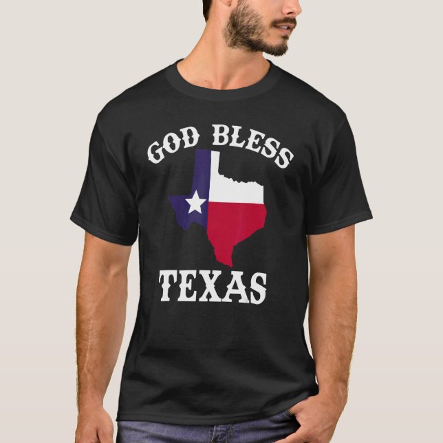 Texas Flag Patriotic Texan Prix Gott segne Texas T-Shirt (Vorderseite)
