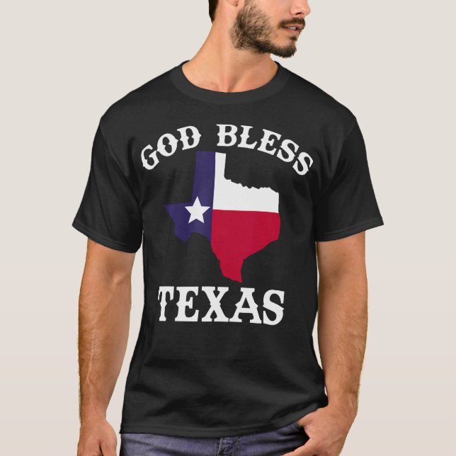 Texas Flag Patriotic Texan Prix Gott segne Texas T-Shirt (Vorderseite)