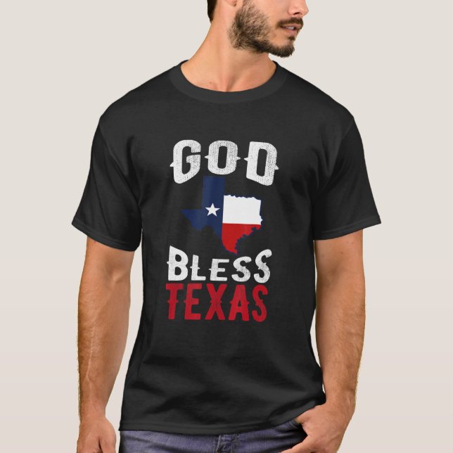 Texas Flag Patriotic Texan Prix Gott segne Texas T-Shirt (Vorderseite)