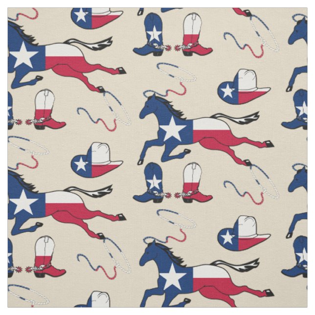 Texas Flag Pferde Hasen und Stiefel ln Stoff (Muster)