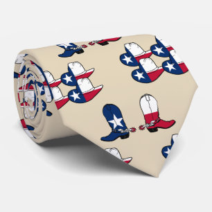Texas Flag Print Cowboy Stiefel und Hats Krawatte