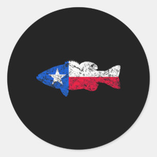 Texas Flag Smallmouth B Angeln Runder Aufkleber