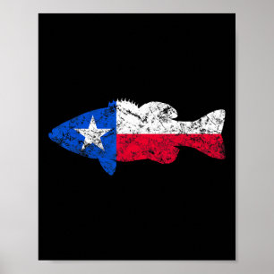 Texas Flag Smallmouth Byb Angeln Poster