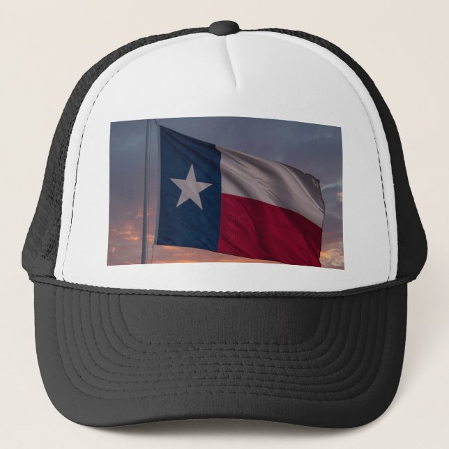 Texas Flag Sonnenuntergang Cap - Patriotischer Hut Truckerkappe (Vorderseite)
