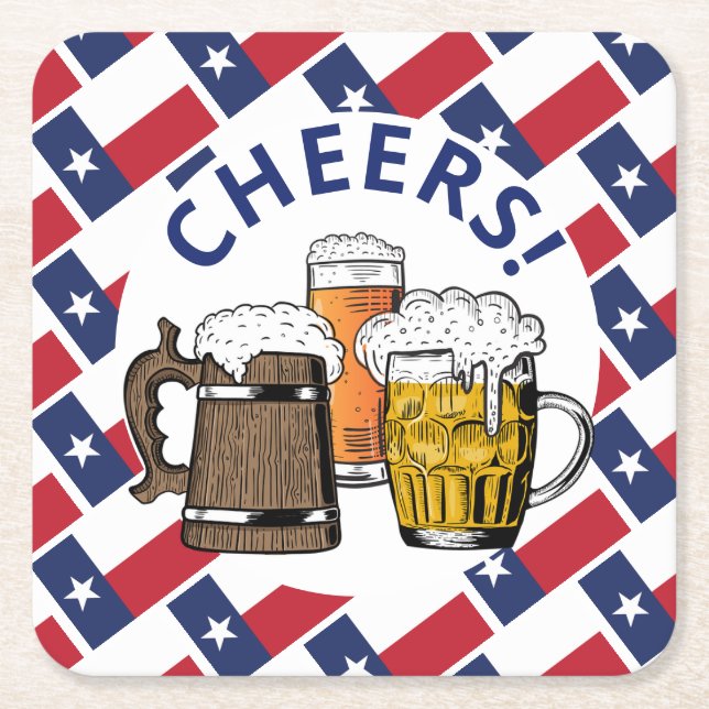 TEXAS FLAG Texan Beer Rechteckiger Pappuntersetzer (Vorderseite)