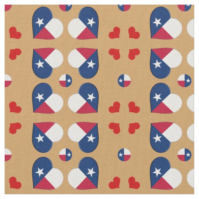 Texas Flag & Texas Hearts mode Fabric / USA Stoff (Nahaufnahme)