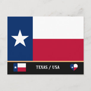 Texas Flag & Texas Staat USA/Amerika Postkarte