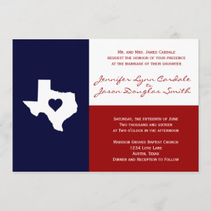 Texas Flag Thema Hochzeit Einladung Rot Weiß Blau