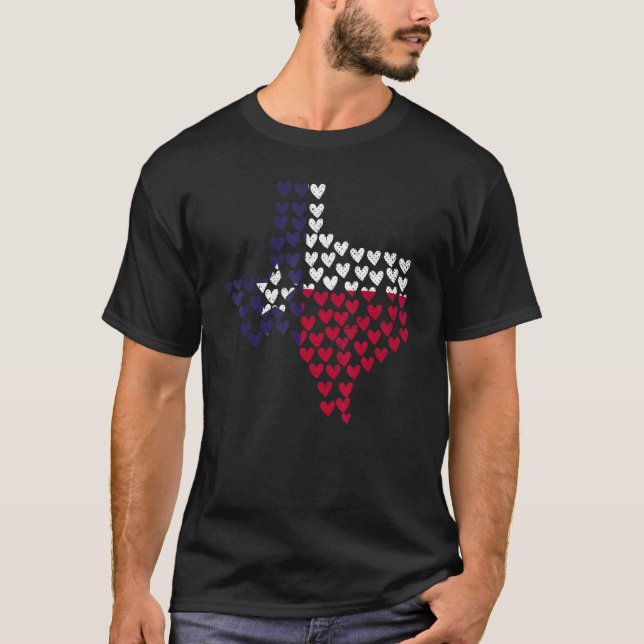 Texas Flag US Staat Patriotic Texan Pride Hearts T T-Shirt (Vorderseite)