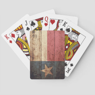 Texas-Flagge auf altem Holzmaserung Spielkarten