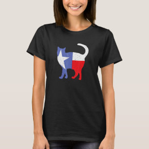 Texas-Flagge-Katze-Silhouette Stolzer Texaner Patr T-Shirt